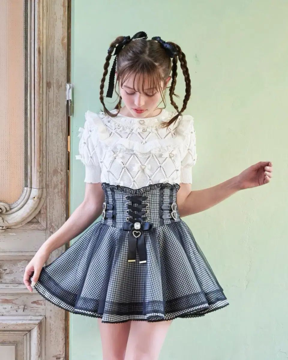 LIZ LISA リズリサ マニー ビジュー リボン ダイヤモンド ニット トップス