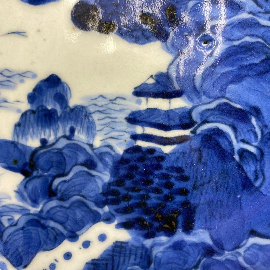 伊万里 染付八角皿 古伊万里 伊万里焼 角皿 染付花の図