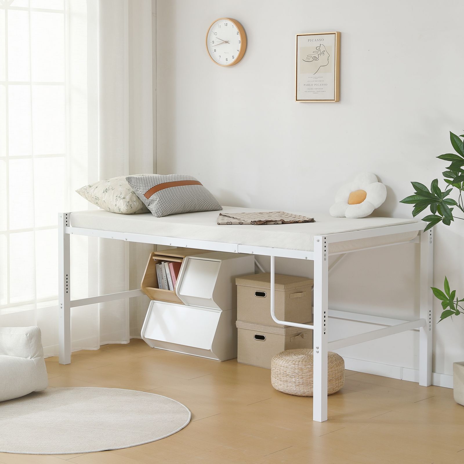 高さ90cm SDセミダブル ロフトベッド パイプベッド シングルベッド ロータイプ 省スペース 収納 北欧風 大人 一人暮らし スチール 耐震 ベッド 高さ調整 長さ195×幅123cm×高さ90.5cm ちょうどいいベッド