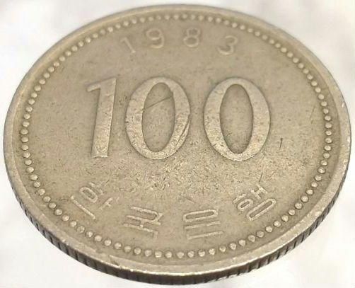 100ウォン硬貨 1983年 直径23.9mm 백원 한국은행 100원 동전 - メルカリ