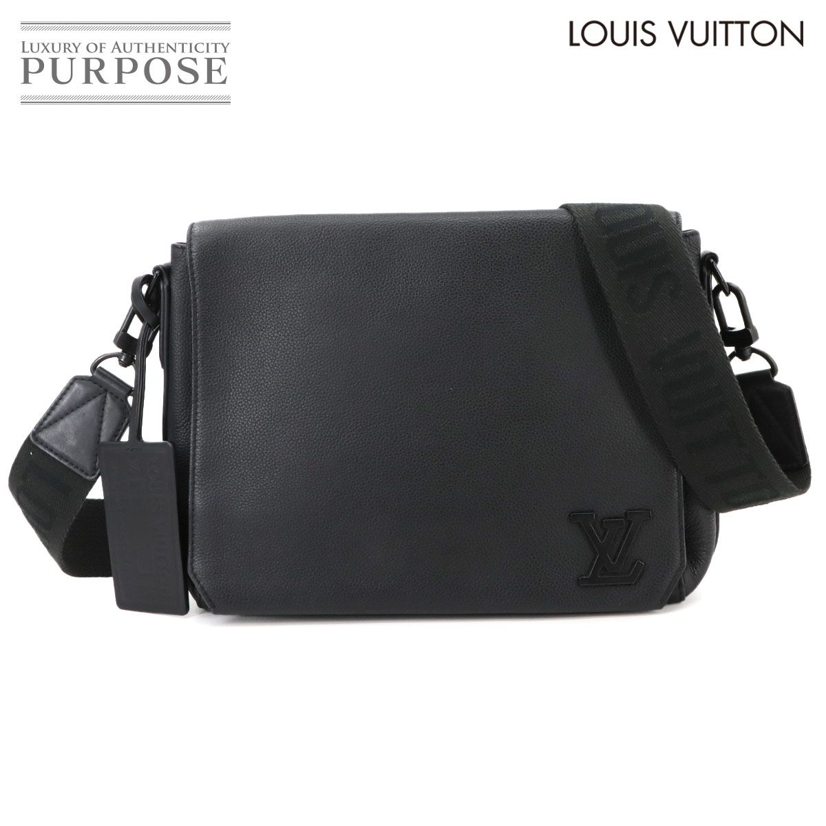 ルイ ヴィトン LOUIS VUITTON アエログラム テイクオフ メッセンジャー ショルダー バッグ レザー ブラック M57080 90297054