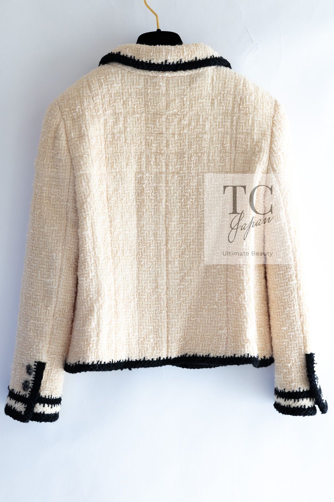 シャネル ジャケット スーツ CHANEL アイボリー ブラック