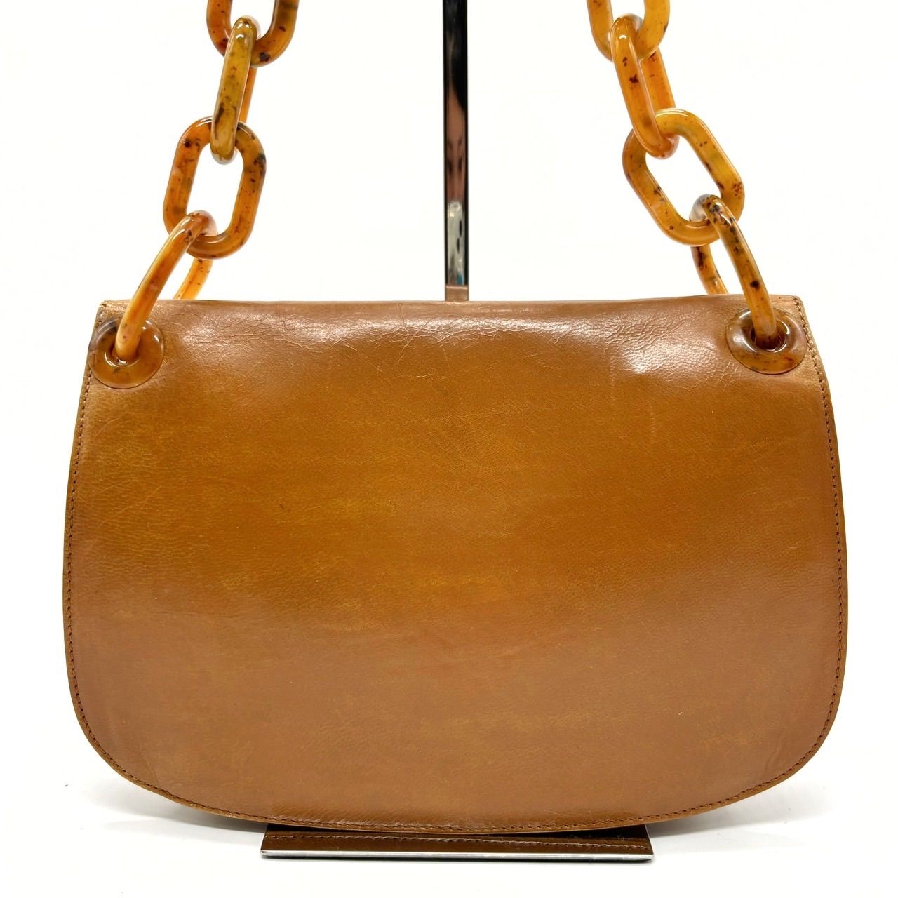 PRADA プラスチックチェーン ショルダー べっこう柄 レザー プラダ 