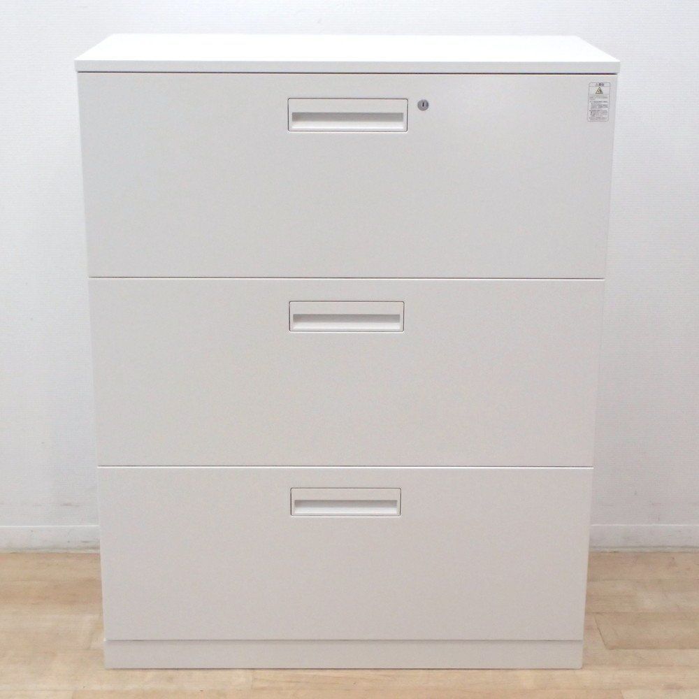 コクヨ EDIA エディア 3段ラテラル書庫 BWU-L3A59SAWNN W900 D450 H1135 ホワイト 引き出し キャビネット 鍵無し EG18639 オフィス家具