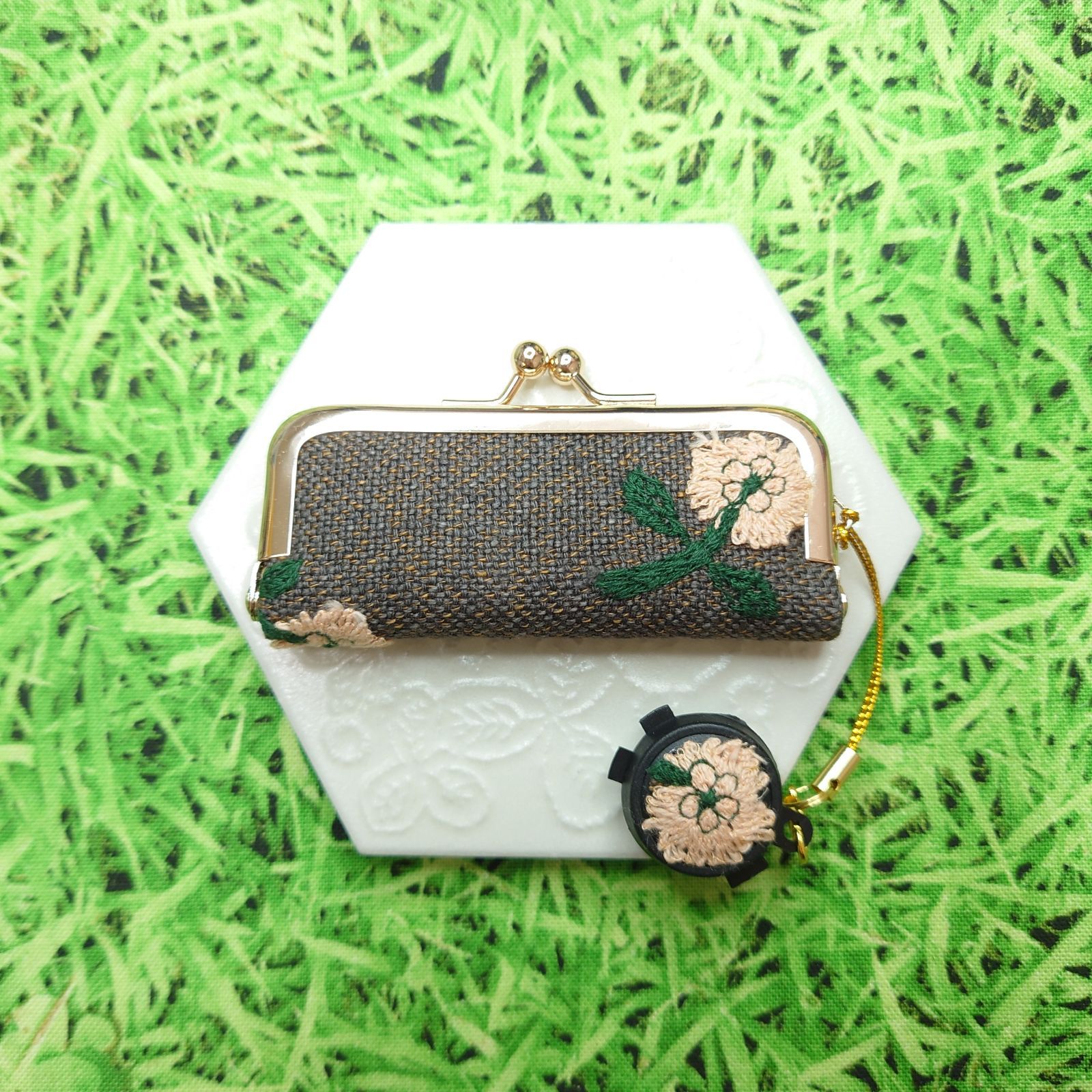 ミナペルホネンハンドメイド がま口BOX ポーチ