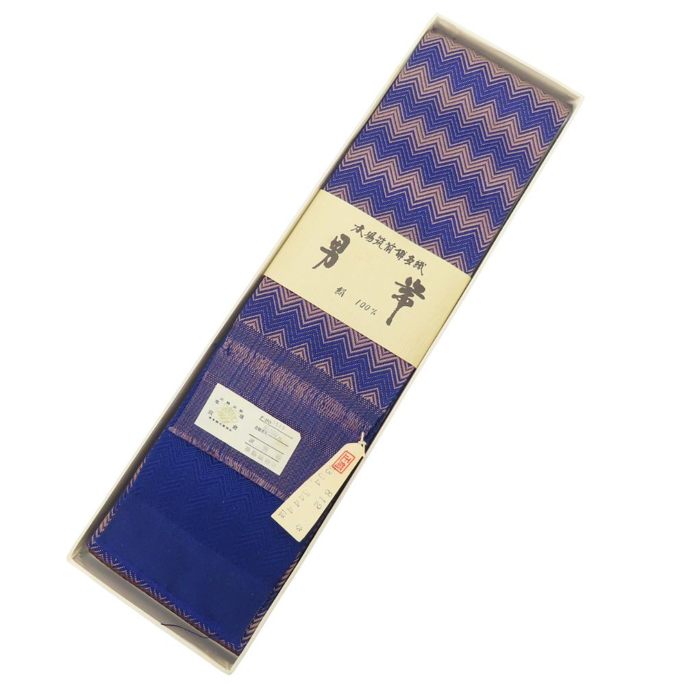 男帯 正絹 金銀糸除く ブルー系 角帯 和装 呉服 和服 きもの メンズ 男性