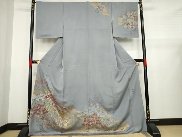 平和屋着物●京友禅の第一人者　松井青々　訪問着　草花文　金彩　ロング丈　正絹　逸品　AABA6674ck 平和屋着物○京友禅の第一人者 松井青々 訪問着 草花
