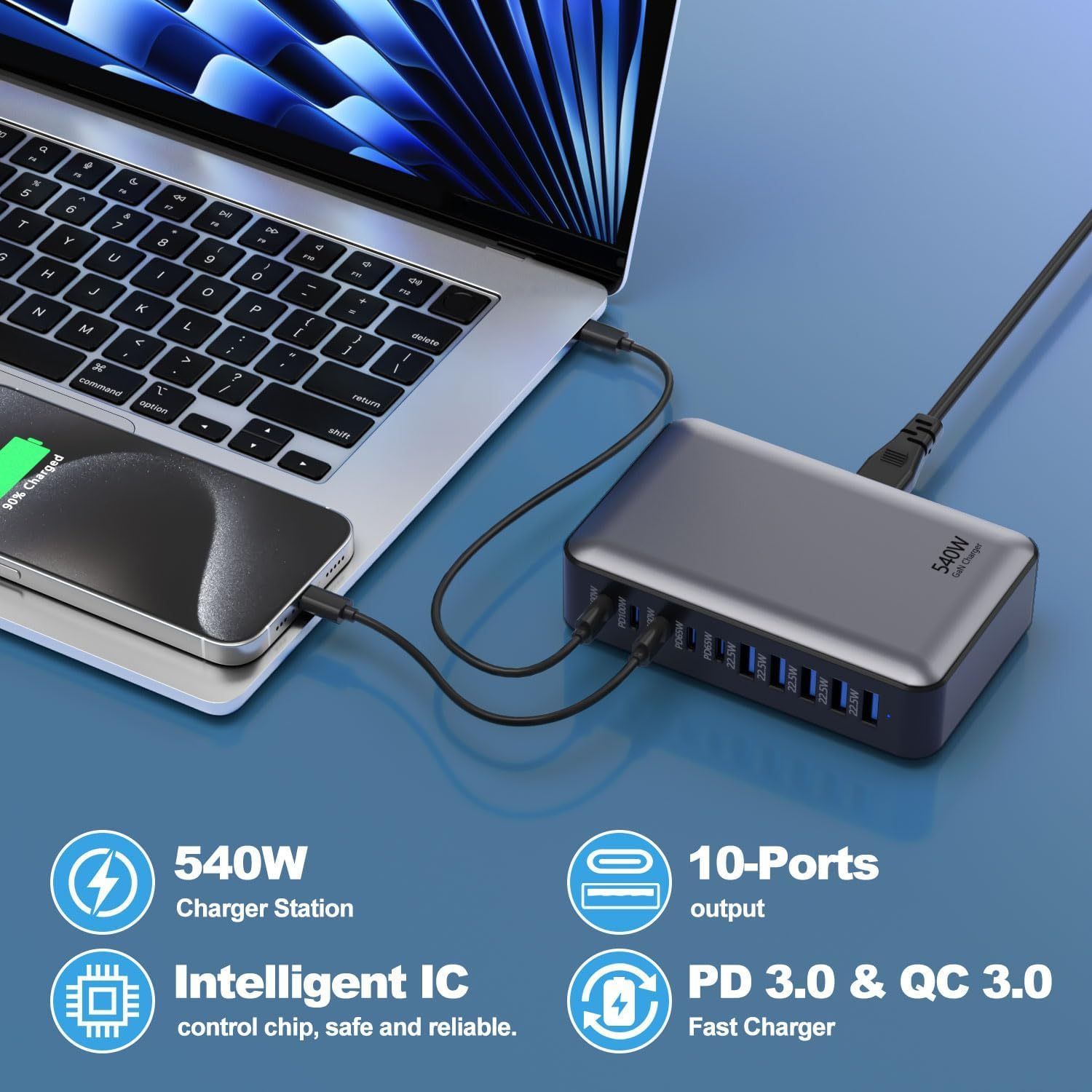 10ポートGan充電ステーション