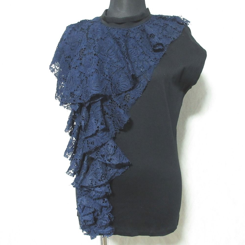 【極美品】 LANVIN ランバンコレクション Vネックカットソー フリル M Vネックフリルトリムカーディガン|LANVIN en Bleu | LANVIN en