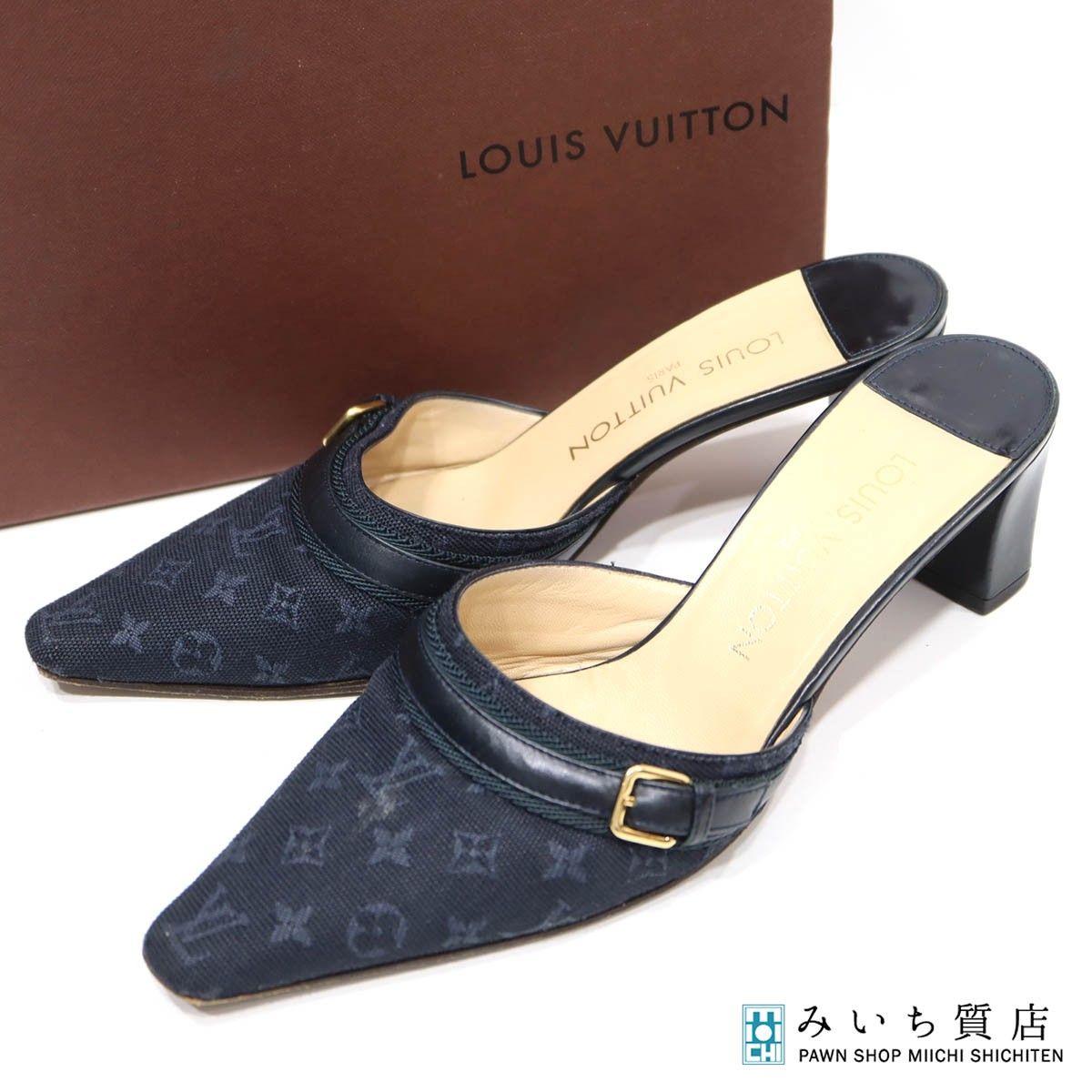 m ルイヴィトンサンダル LOUIS VUITTON ルイヴィトン LV ミュール ポインテッド サンダル