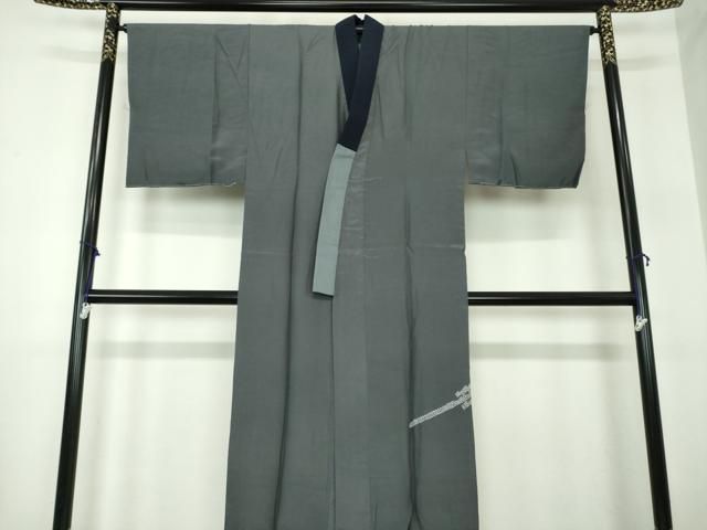 平和屋着物●男性 長襦袢 袷 絞り 舞扇花文 金彩 正絹 DAAY1471ps