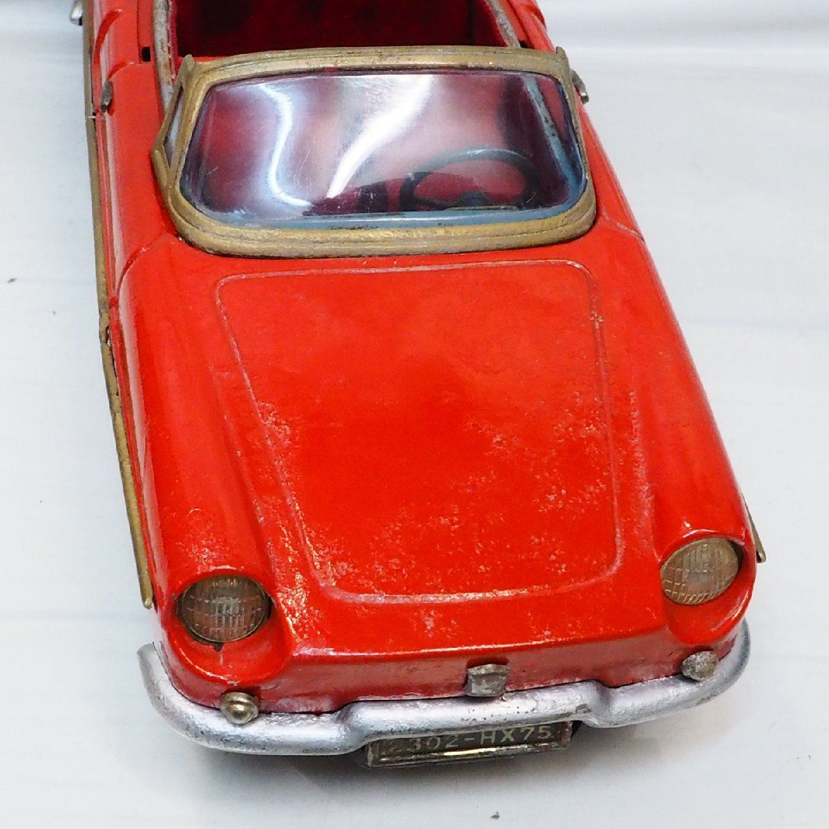 旭玩具【ルノー フロリード赤リペイント屋根欠】ブリキ tin toy car箱無 Asahi【Renault FLORIDE ルノー フロリード 赤リペイント 屋根欠