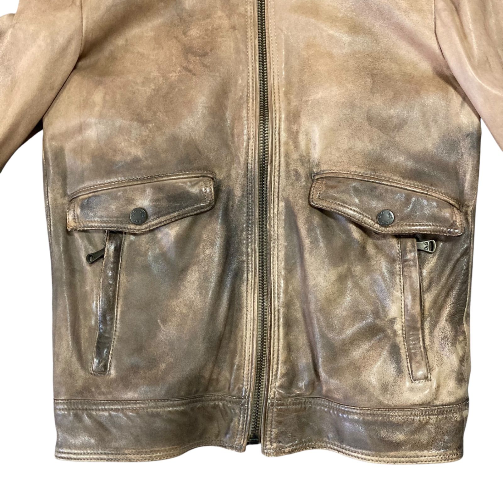 DOLCE & GABBANA ラムレザージャケット　美品 m12 DOLCE&GABBANA ドルチェアンドガッバーナ ディーアンドジー