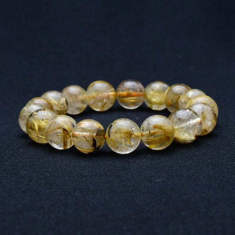 ハートのヘマタイトがポイント 12～13mm 太陽放射ルチルクォーツ 一点物 GHB94 金運 仕事運 活力 開運 金針 高品質 プレゼント 贈り物 重厚感 天然石 44ｇ 浄化発送 メンズ レディース ギフト 京海堂 天然石の卸 京の蔵