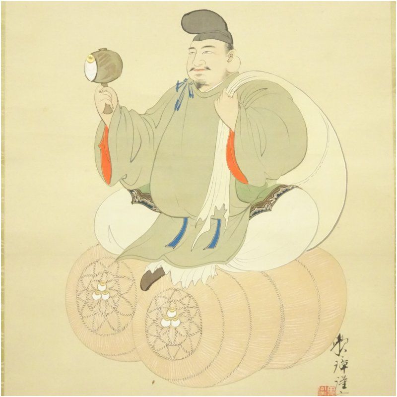 大黒天 肉筆絹本掛軸