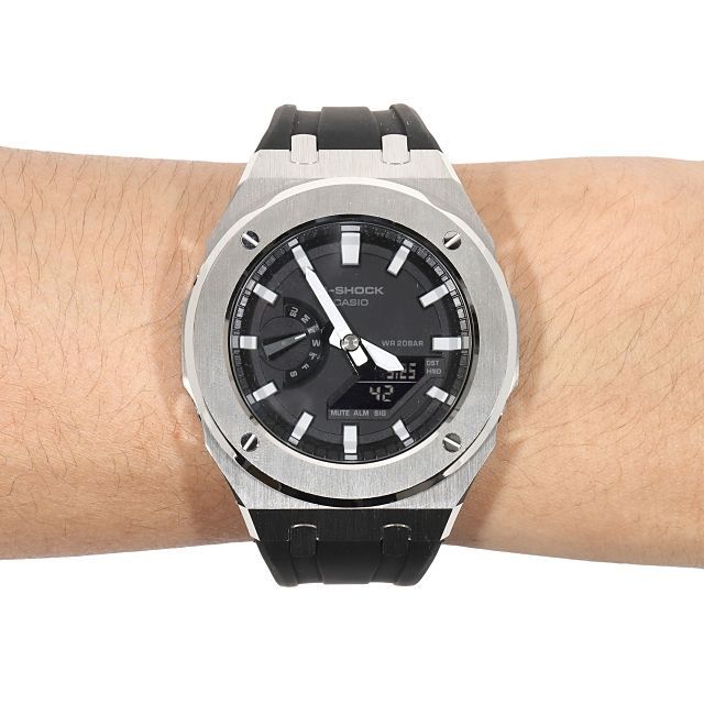 G-SHOCK メタル カシオーク カスタム GA2100 シルバー ステンレス製  