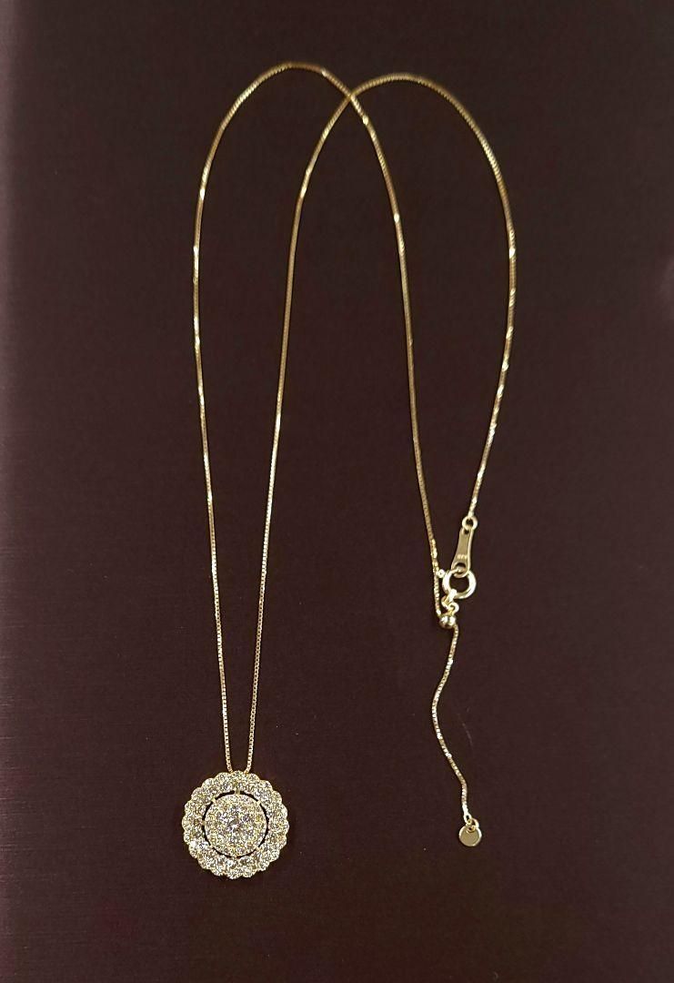 15mm！光の海！見た目10ct ダイヤモンド K18 YG ペンダント 鑑別