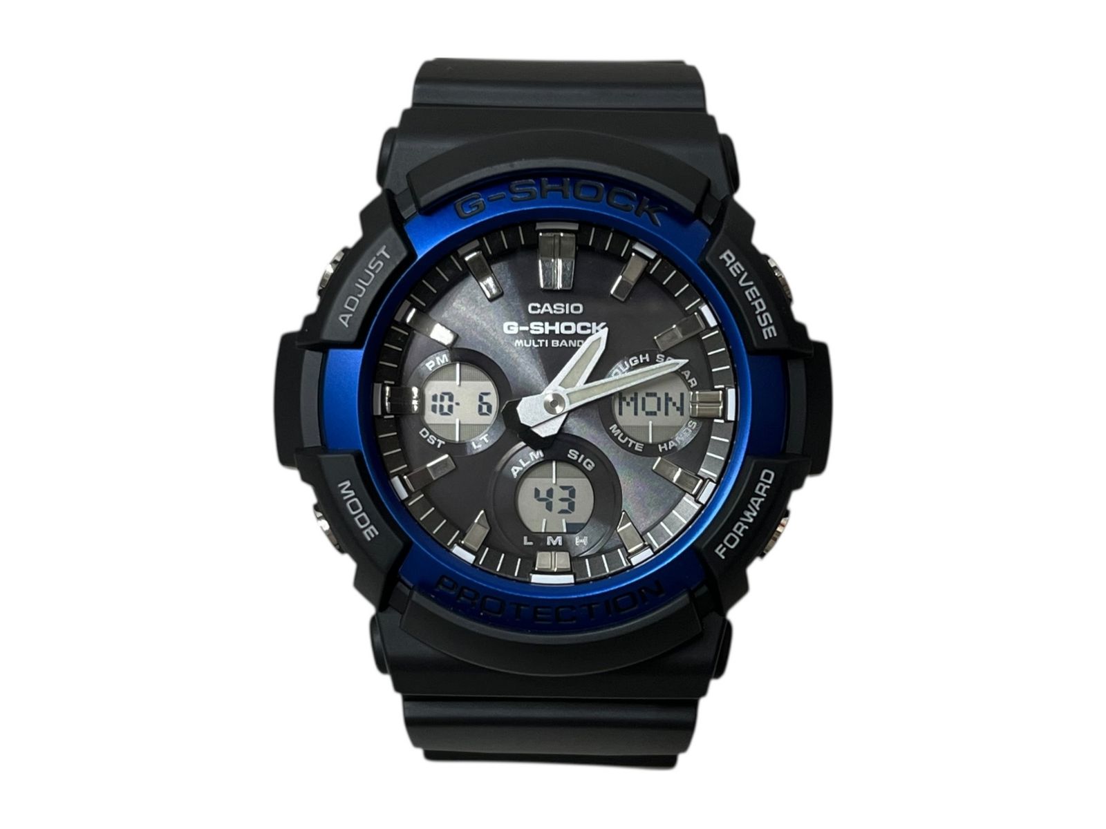 CASIO カシオ G-SHOCK Gショック MULTIBAND6 マルチバンド6 デジアナ腕時計 電波ソーラー GAW-100B ブラック×ブルー メンズ 065