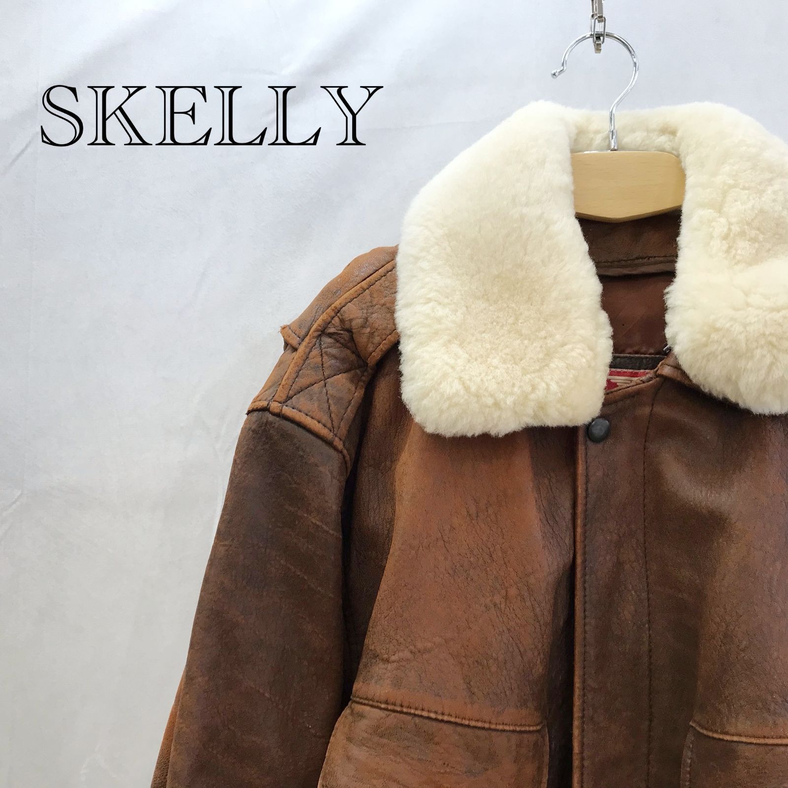 SKELLY 羊革 レザージャケット ラム フライトジャケット ブルゾン M メンズ
