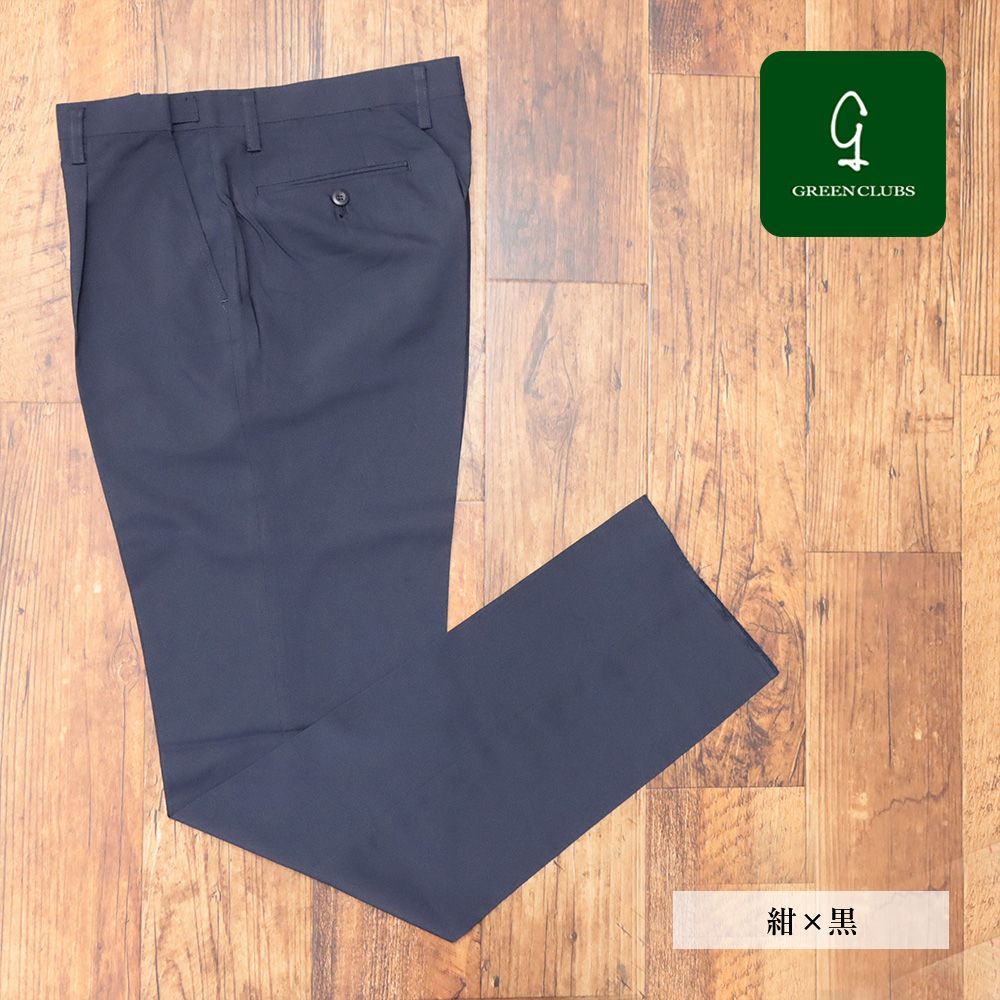 春夏|GREENCLUBS|88cm|スラックス クールマックス アジャスター付き パンツ 千鳥格子 メンズ 紳士 グリーンクラブ |紺×黒|kt103|