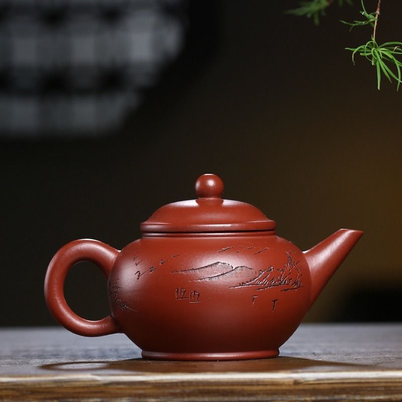 【新品未使用】中国工芸美術品 茶具 ティーポット耐熱 宜興紫砂壺 陶磁器 紫砂 後手 茶道具