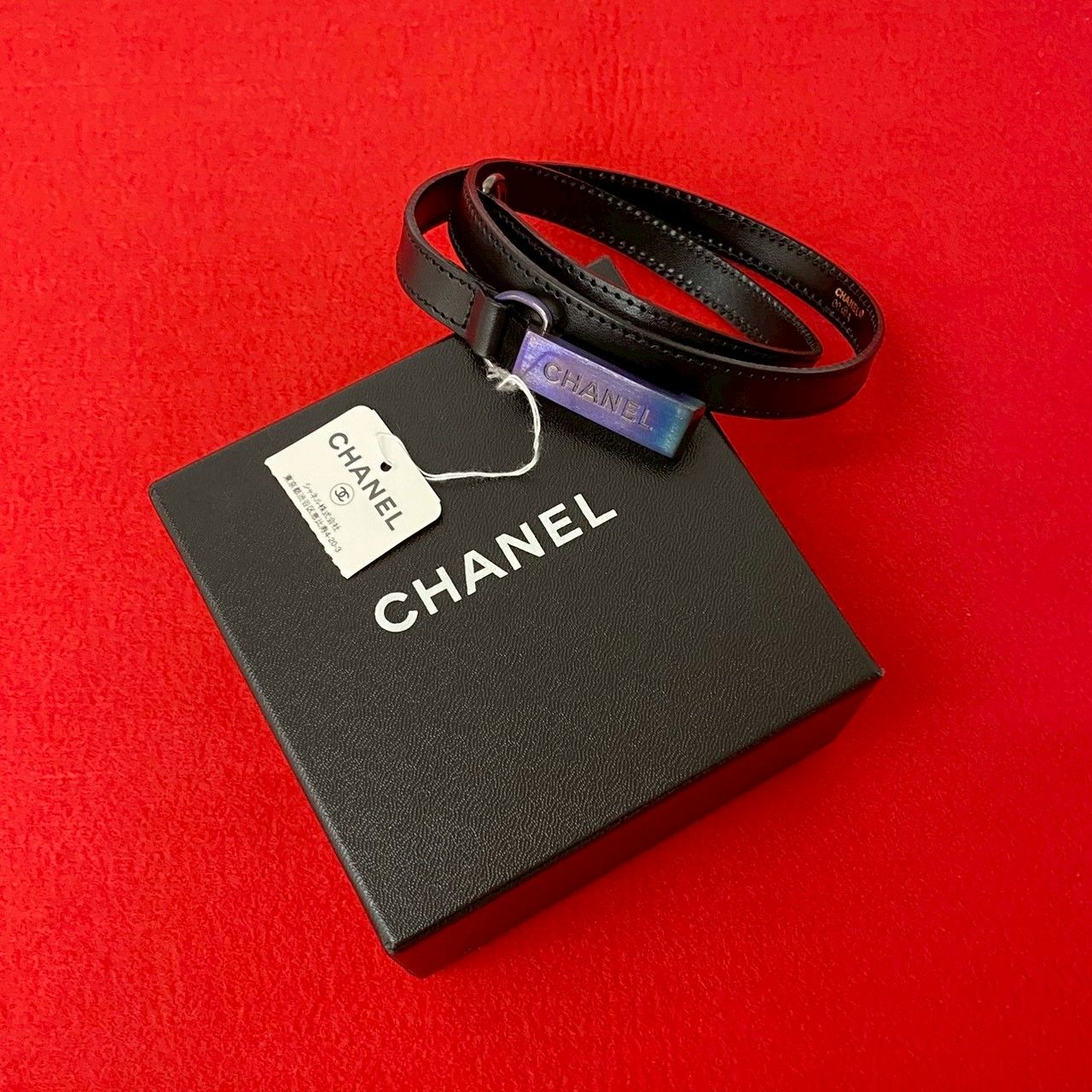 未使用保管品 希少品 箱付 00A CHANEL シャネル ロゴ 金具 レザー 本革 