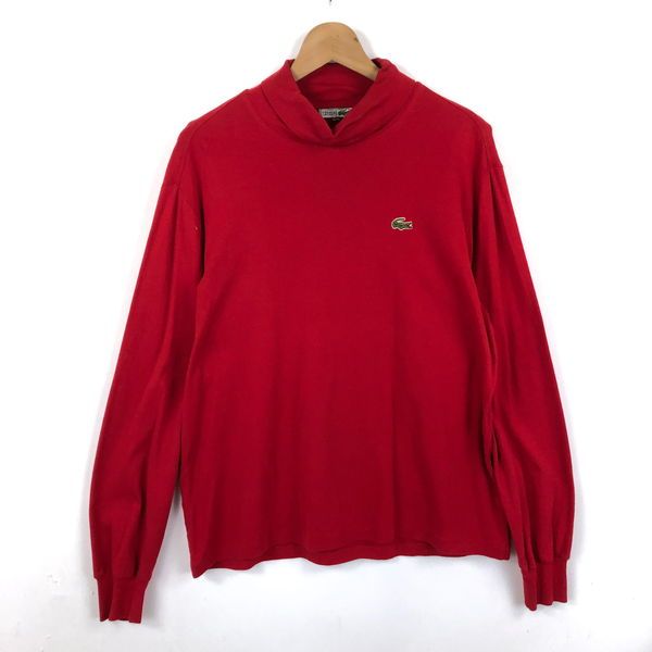 【古着】 70s CHEMISE LACOSTE ラコステ Tシャツ タートルネック 無地 フレンチラコステ フランス製 ヴィンテージ 長袖 レッド系 メンズM 【中古】 n053210
