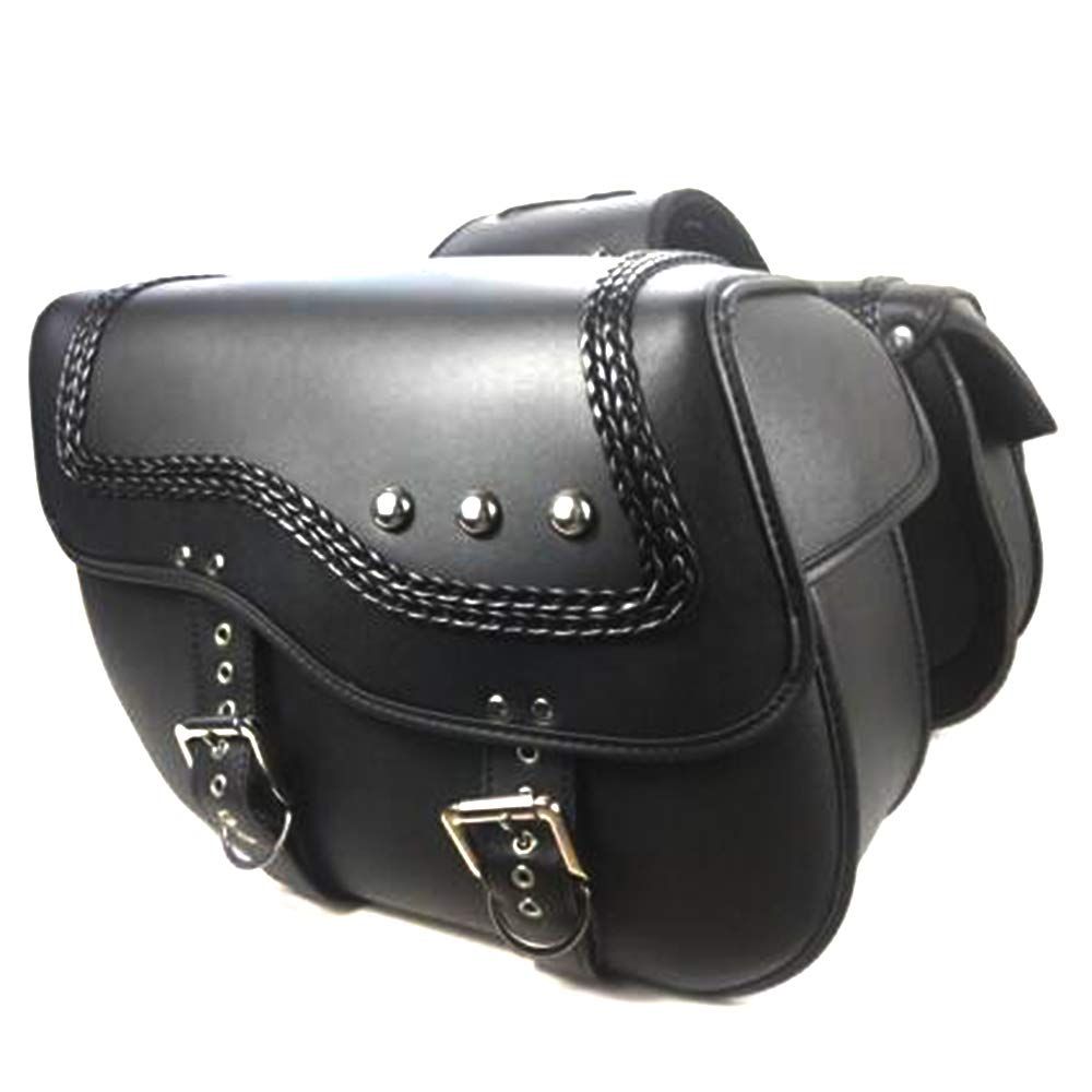 迅速発送 デグナー レザー オートバイ サイド バッグ 2個セット - アメリカン スタイル 大容量 ツールバッグ 旅行 ツーリング 用 防水