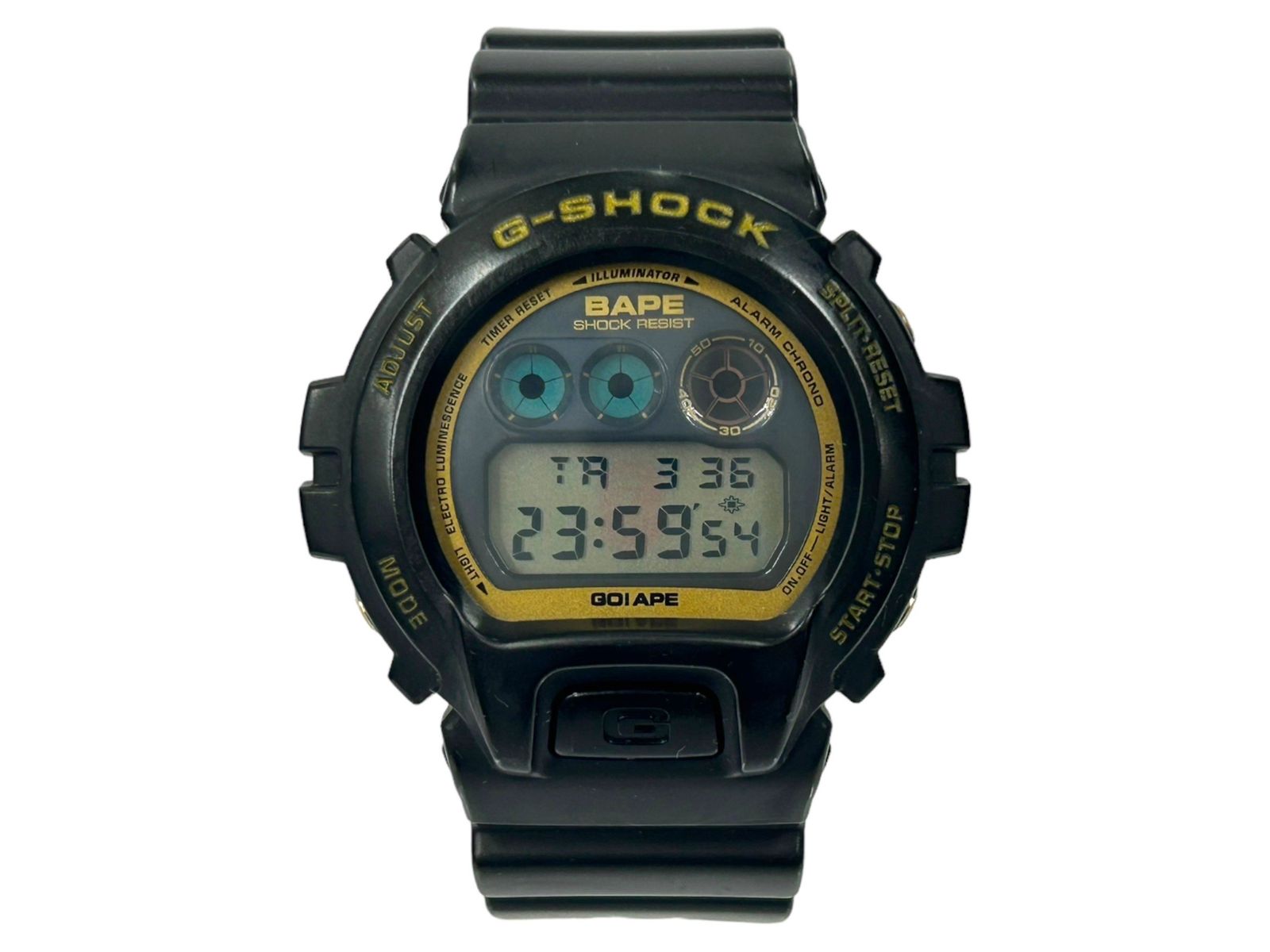 CASIO (カシオ) G-SHOCK Gショック × A BATHING APE (アベイシングエイプ) デジタル腕時計 クォーツ DW-6900  ブラック ゴールド メンズ/025 - メルカリ