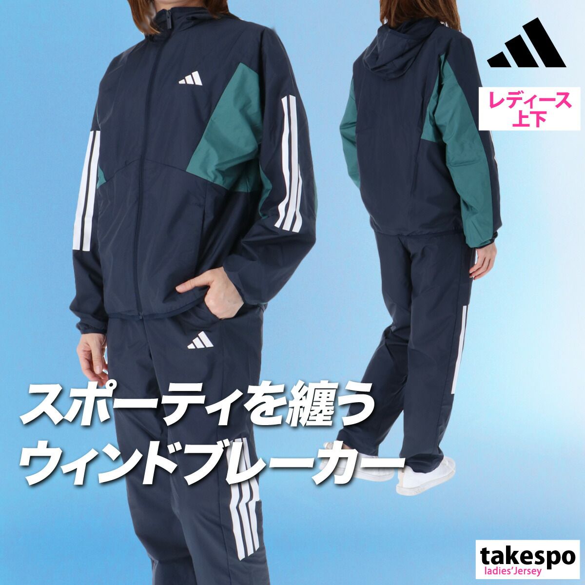 アディダス チーム ウインドブレーカー 上下 セットアップ レディース