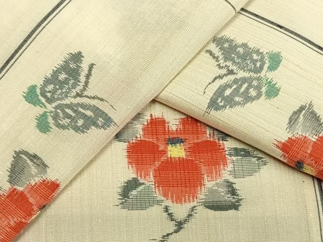 平和屋着物▽上質な紬　単衣　花蝶文　ロング丈　正絹　逸品　AAAW1333fy 平和屋着物▽上質な紬 単衣 花蝶文 ロング丈 正絹 逸品 AAAW1333fyの