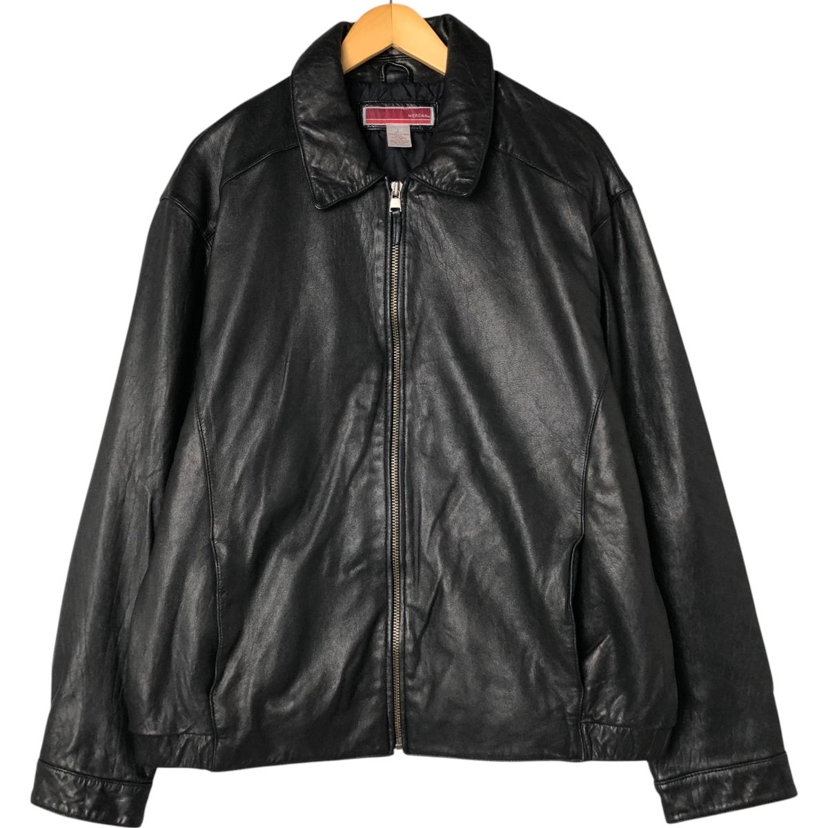 古着 MERONA スイングトップタイプ 中綿入り レザーブルゾン メンズL相当|eaa555372