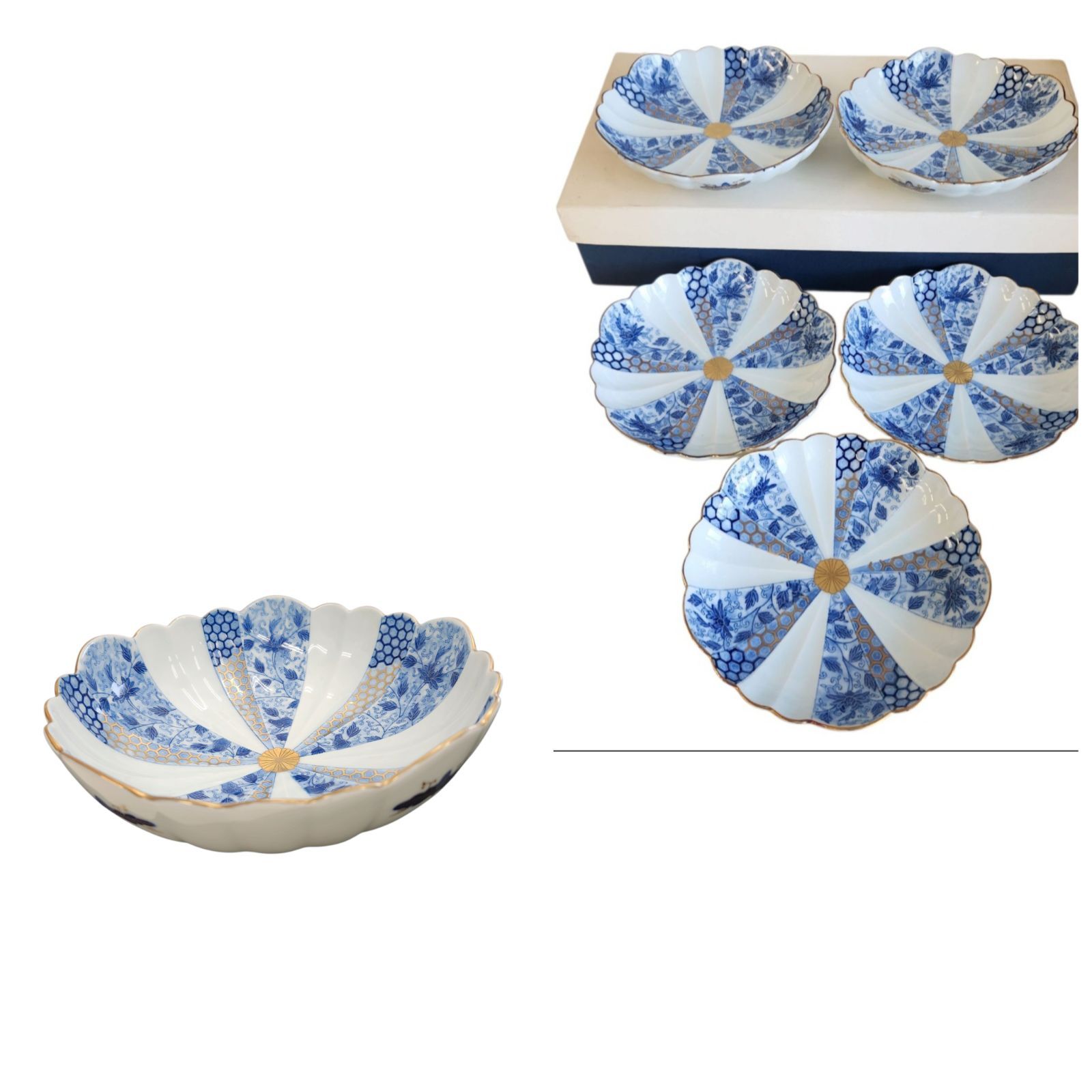 九谷焼　陶宝窯　絵変わり　銘々皿揃　５枚セット　小皿　色絵　古九谷　取り皿　金彩 九谷焼 陶宝窯 絵変わり 銘々皿揃 5枚セット 小皿 色絵 古九谷