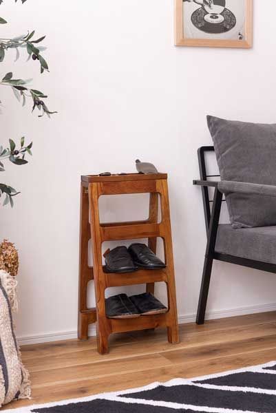 マホガニー の折りたたみ式シューズラック