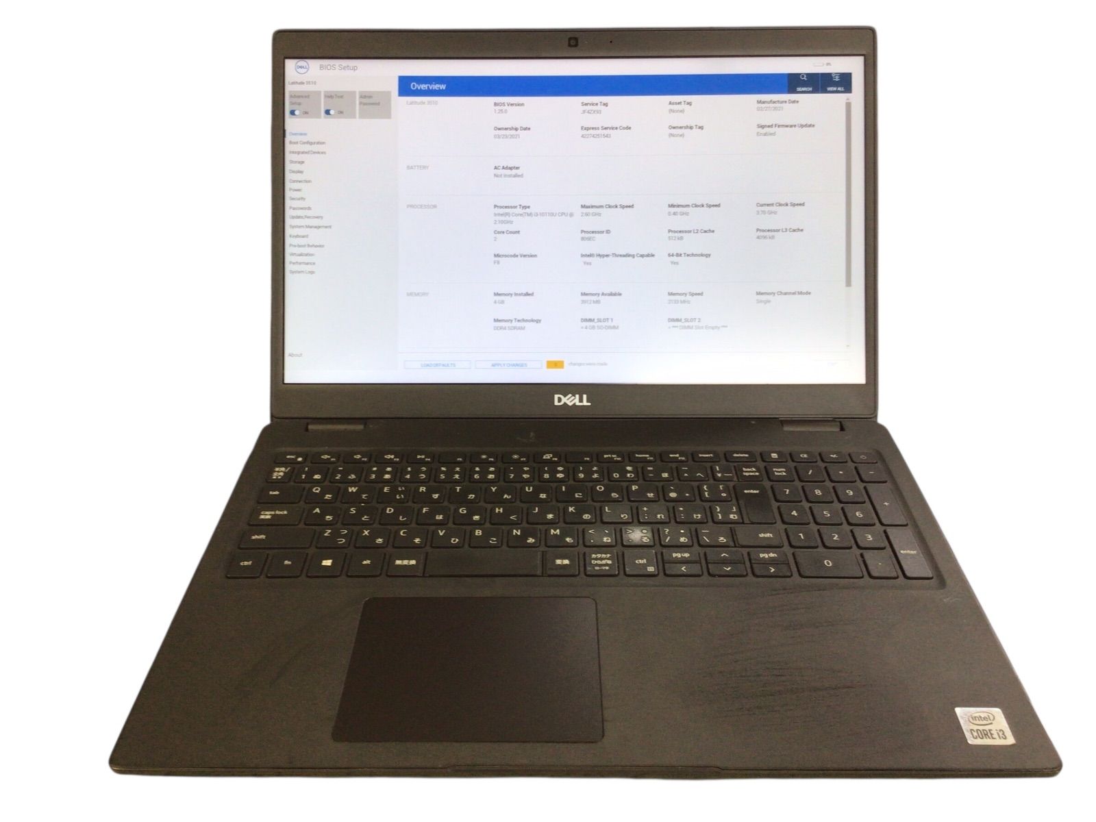 ジャンク品」DELL Latitude 3510 / Core i5-10210U 1.6GHz / メモリ8GB 