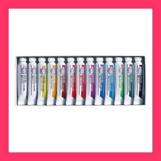 サクラクレパス 絵の具 ポスターカラー EX 12色13本(白2本)入り