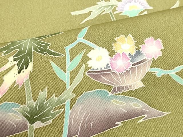 平和屋着物○本加賀友禅作家 岡本幸治 訪問着 飾花文 正絹 逸品