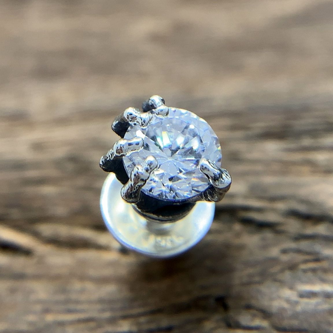 クリア メンズピアス シルバー925 片耳用 ラージ スカルハンド 新品