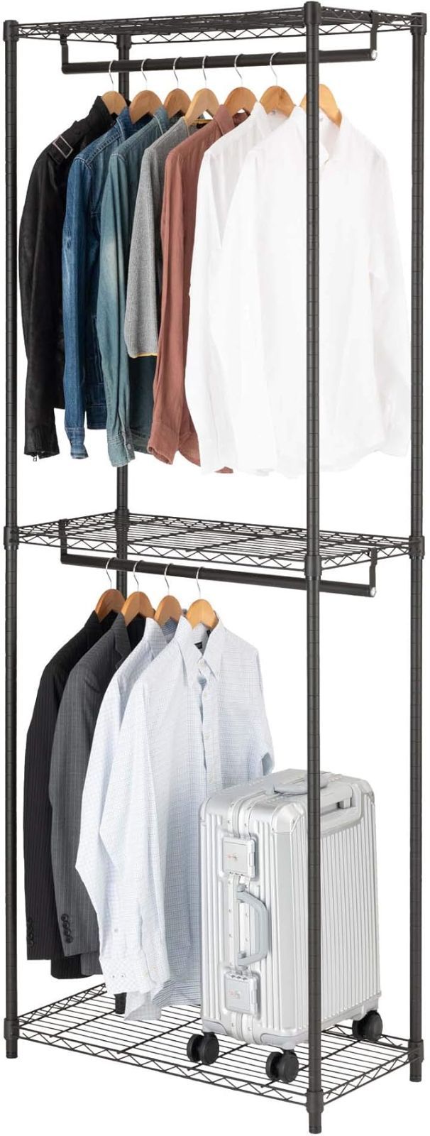 ドウシシャ ルミナス ノワール ハンガーラック 2段 幅80 奥行40