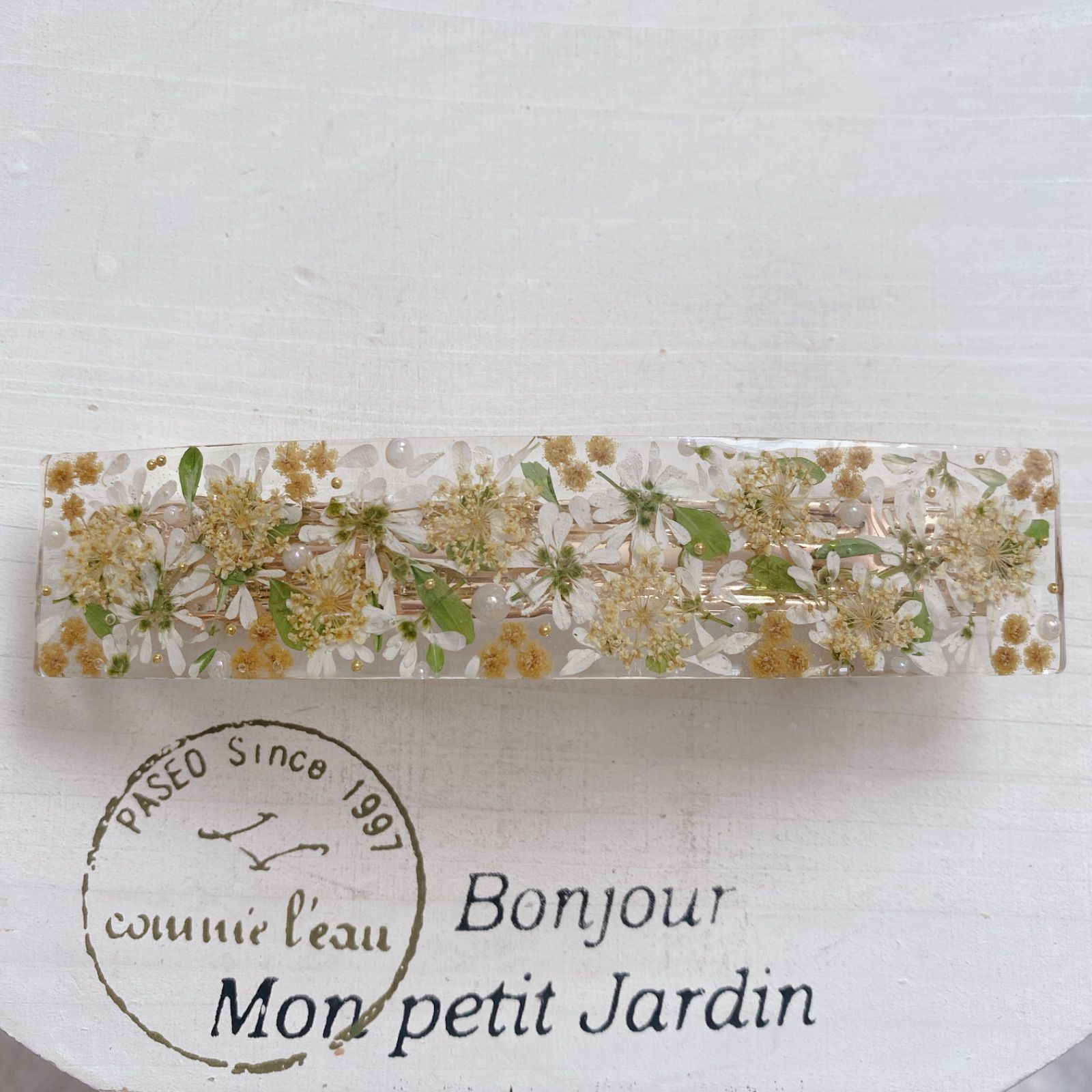 摘みたてフレッシュミモザ❤不規則変形スクエア4連のロングバレッタ❤