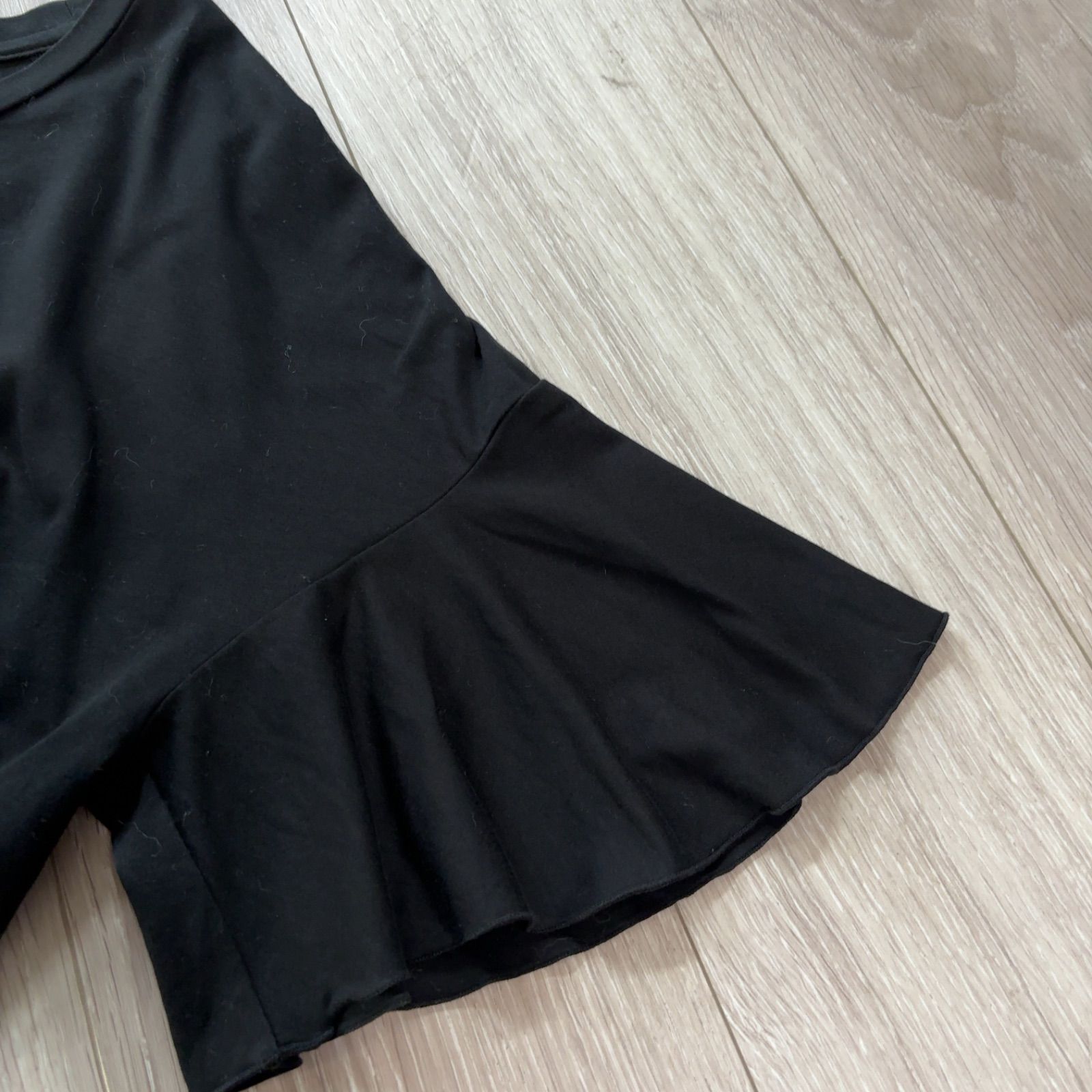 ADAM ET ROPE ブラック フレアTシャツ アダムエロペ adam et rope Tシャツ トップス カットソー 黒