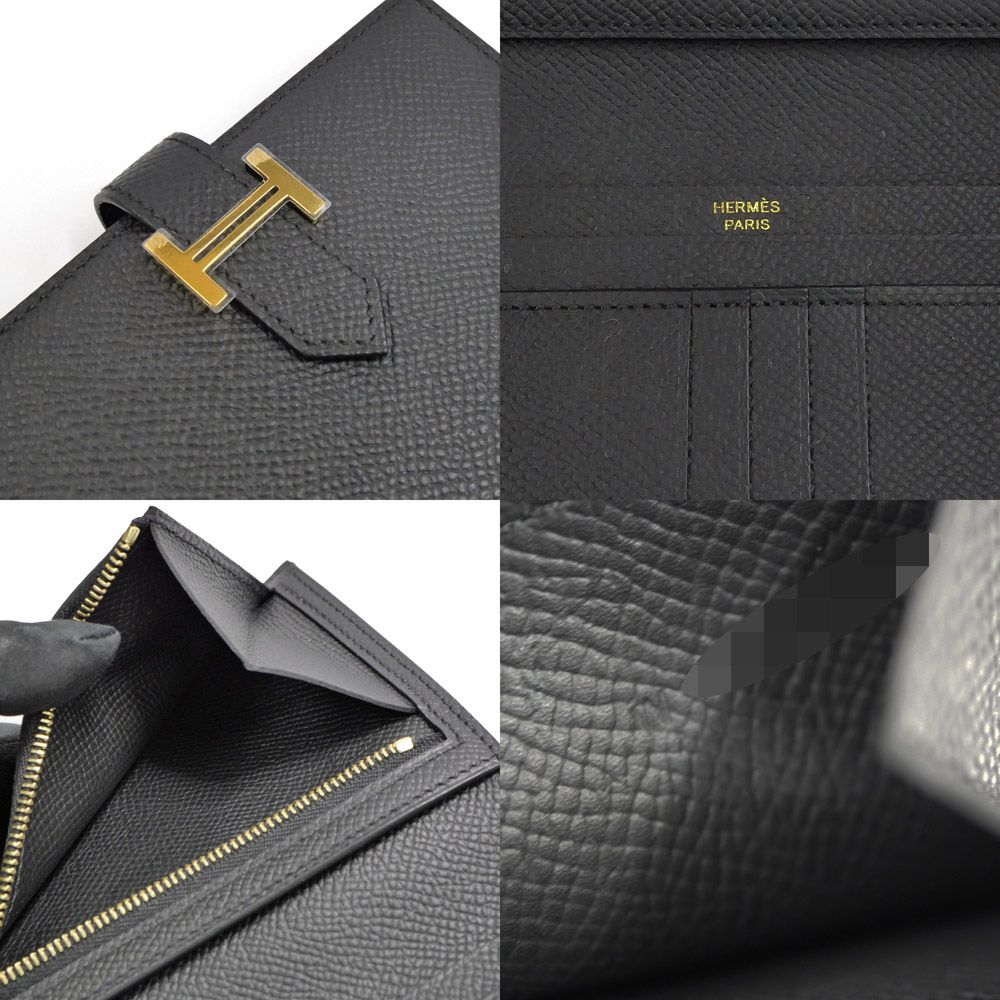 名東】エルメス ベアンコンパクト 二つ折り財布 ブラック