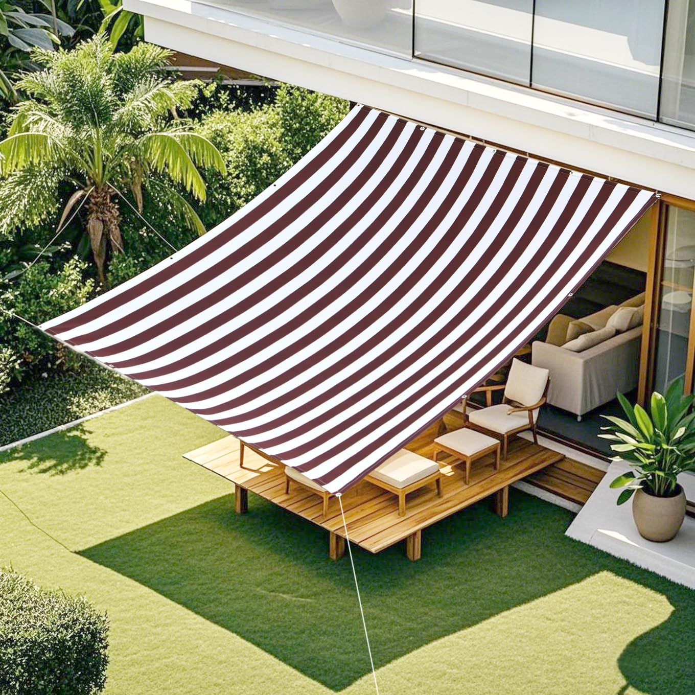 Cool Time クールタイム 日除け シェード オーニング 撥水 ブラウンホワイト