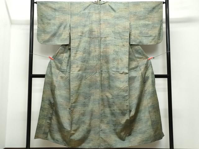 平和屋着物▽男性 紬 単衣 アンサンブル 霞文 正絹 逸品 BAAS8331hv