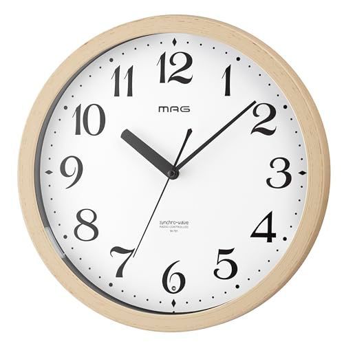 灯 MAG(マグ) 掛け時計 電波時計 自動点灯 木目調 ナチュラル アナログ 灯 夜間秒針停止 W-791N-Z