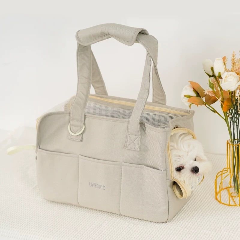 小犬用 ONECUTE ペット用 犬用 アウトドア 収納バッグ ハンドバッグ ショルダーバッグ Ssize light grey 1点