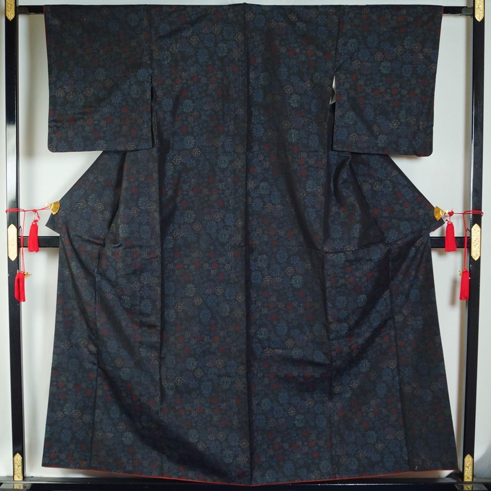 c*a様 大島紬着物 着物セット 大島紬・名古屋帯 2点 セット 緯双 抽象菊花模様 S