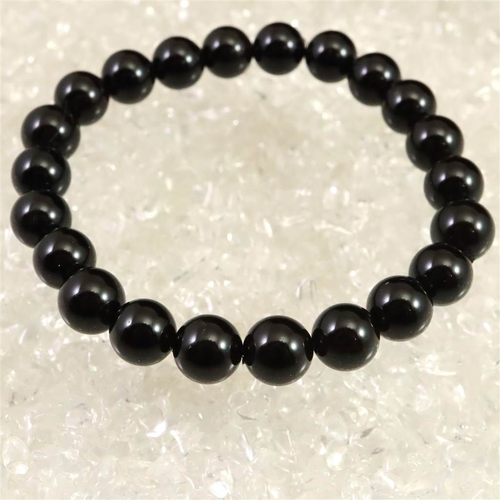 チベットラサ産のモリオンたん！ピカピカ！ チベット産 天然モリオン水晶 4A 8.5mm玉 ブレスレット 19.1g 【榎本