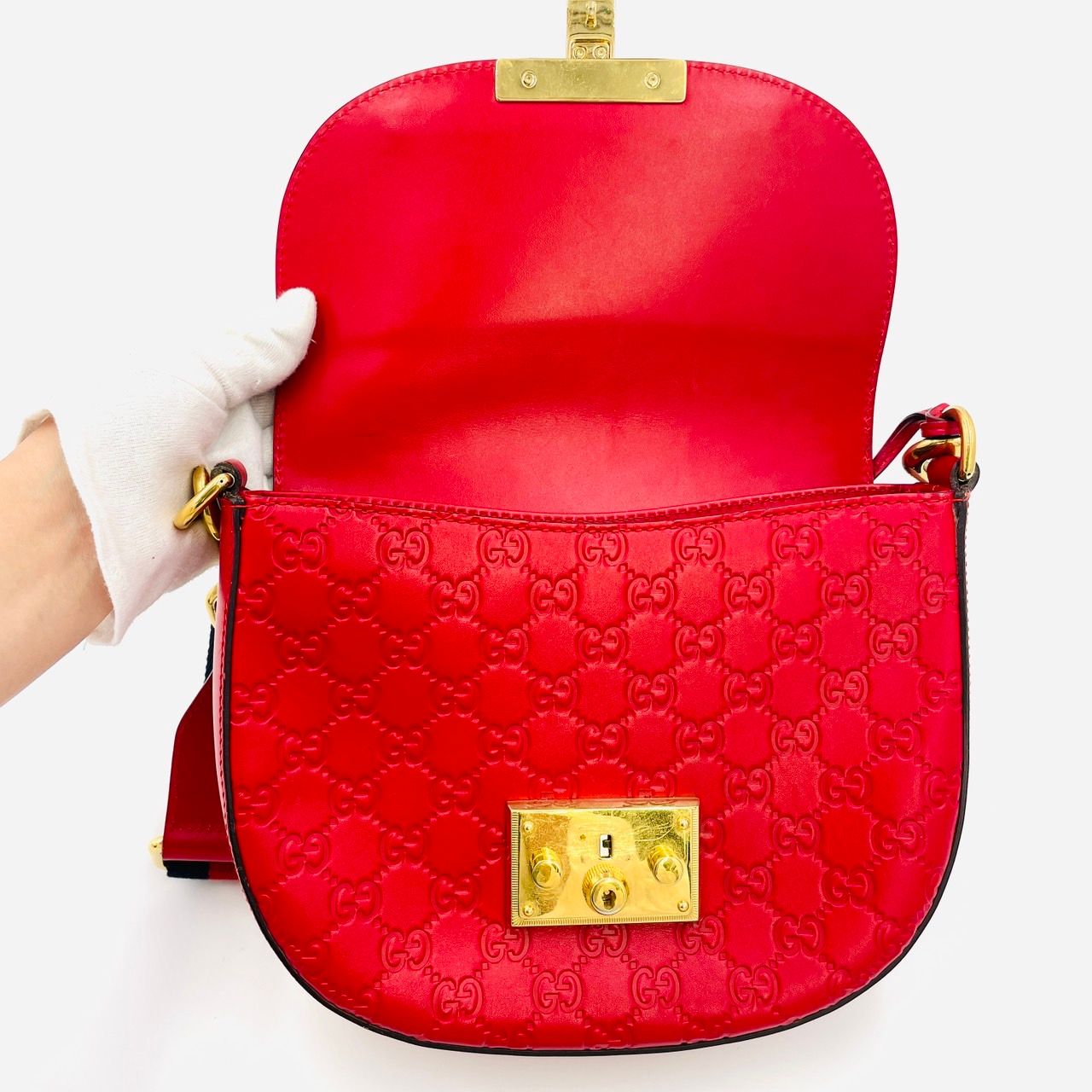 グッチ GUCCI ショルダーバッグ レッド レザー ロゴ 赤 GGロゴ 