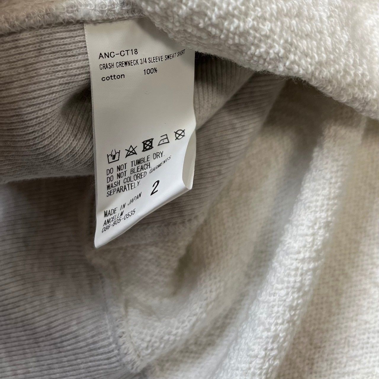 ANCELLM アンセルム 23SS CRASH CREWNECK 3/4 SLEEVE SWEAT SHIRT 